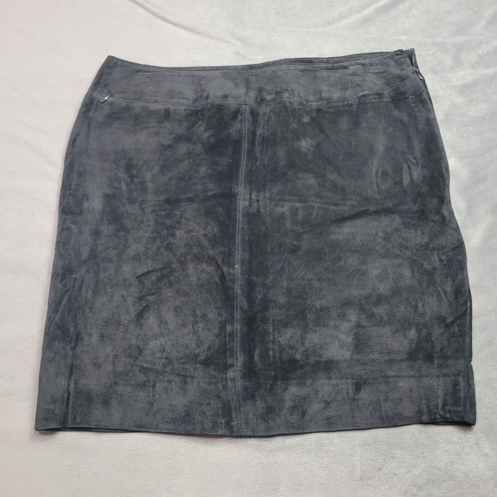 Lord & Taylor Black Suede Skirt Size 12 Womens Mid-Length Lined Boho Festival